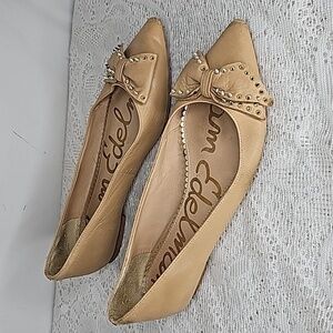 Sam Edelman Raisa studded bow tan slip on ballet flats sz 7.5